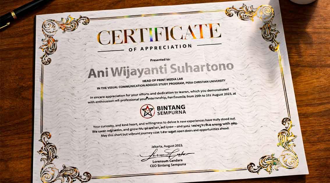 Cetak piagam di Bintang Sempurna