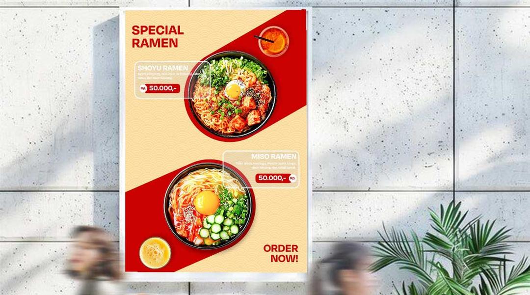 Poster promo UMKM dengan desain menarik dan cetak berkualitas untuk tingkatkan omzet harian.